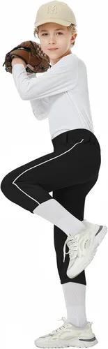 QBK Pantalones de béisbol con ribete lateral para niños pequeños 2T/3T/4T/5T/6T/7T Negro