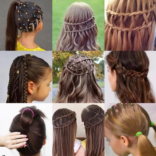 Vista 5 de Juego de 6 herramientas de bucle para el cabello con 4 herramientas para la cola del cabello, lazo de herramienta de trenza francesa, 2 pines