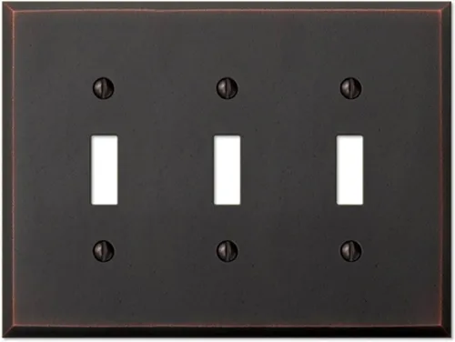 Vista 7 de Amerelle 68DDB Manhattan - Placa de pared, 1 dúplex, metal fundido, bronce envejecido, paquete de 1