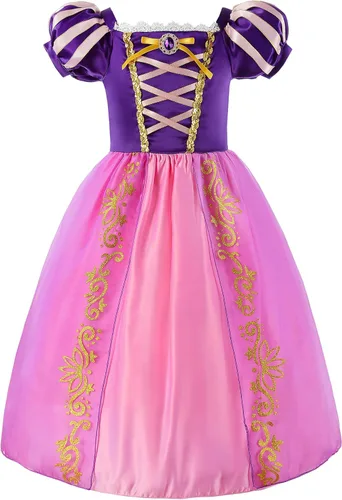 Vista 2 de JerrisApparel Disfraz de princesa para niñas, vestido de cosplay de Halloween, ropa de fiesta con accesorios