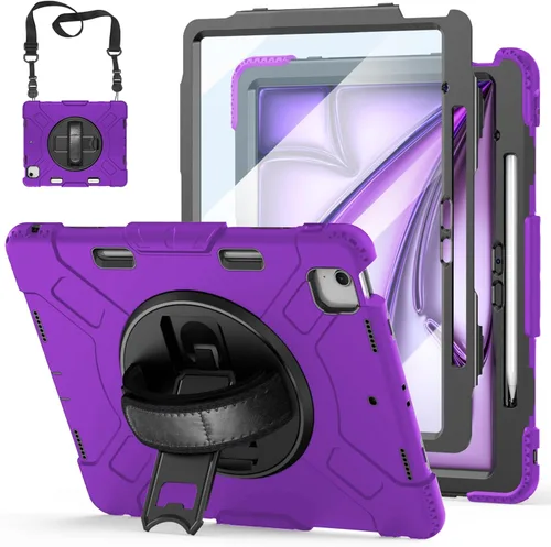 Vista 12 de Funda para iPad Pro 11 M5 2025/M4 2024: Funda protectora para iPad Pro de 11 pulgadas 5ª generación con protector de pantalla, soporte, asa y correa