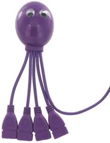 Hub USB 2.0 de 4 puertos para Mac y PC. Velocidad USB 2.0. Pulpo de 4 patas (TM). Diseño de pulpo muy bonito. (morado)