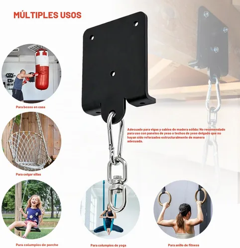 Vista 5 de Soporte de suspensión de bolsa de boxeo resistente, soporte de suspensión de bolsa de 360°, rotación de 360°, gancho de vigas de madera