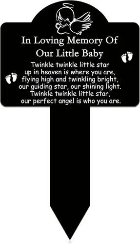 Roowest Decoraciones de tumbas de cementerio, estacas conmemorativas acrílicas, marcadores de estaca para tumba, placa de jardín de condolencias,