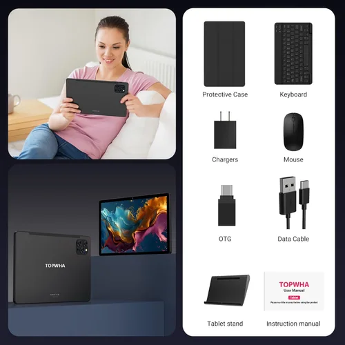 Vista 9 de Tablet Android 16 Tablet con Gemini AI, tabletas de pantalla FHD de 11 pulgadas, 1920* 1200 IPS, 36 GB RAM 256 GB ROM, Octa-Core T615, 2 en 1