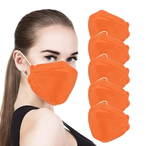 Vista 28 de 50 máscaras faciales desechables KF94 negras de seguridad de 4 capas