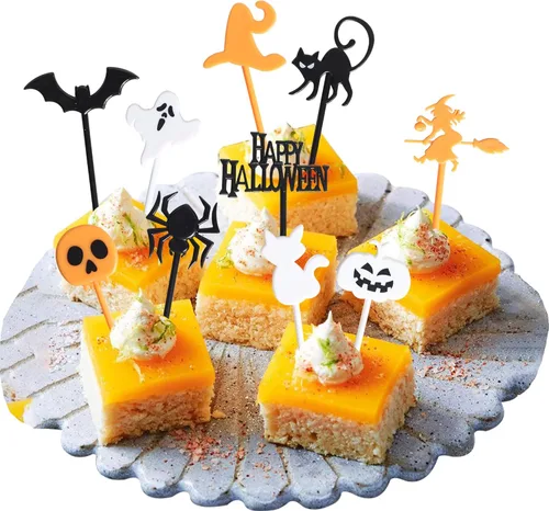 Vista 28 de 24 piezas de decoración de cupcakes de Halloween para despedida de soltero con purpurina, araña, bruja, murciélago, Halloween, cupcakes