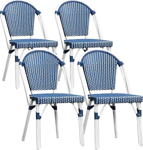 Vista 41 de PURPLE LEAF Juego de 2 sillas de mimbre para exteriores, acabado de bambú Marrón (acabado de bambú)