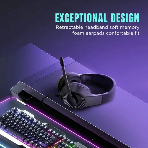 Vista 2 de JAKO Auriculares para juegos con micrófono con cancelación de ruido, auriculares para juegos para Xbox Series X, Xbox Series S, Xbox One, PS5, PS4