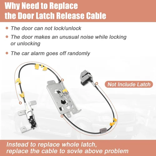 Vista 5 de X AUTOHAUX 2 unidades de cable de liberación de pestillo de puerta para Ford F150 Extended Cab 2004-2008 para Lincoln Mark LT 2006-2008