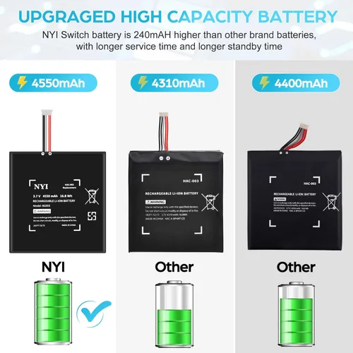 Vista 2 de NYI Upgraded 4550mAh HAC-003 Battery Replacement Compatible with Nintendo Switch Console Handhold HAC-001,High Capacity Internal Battery with