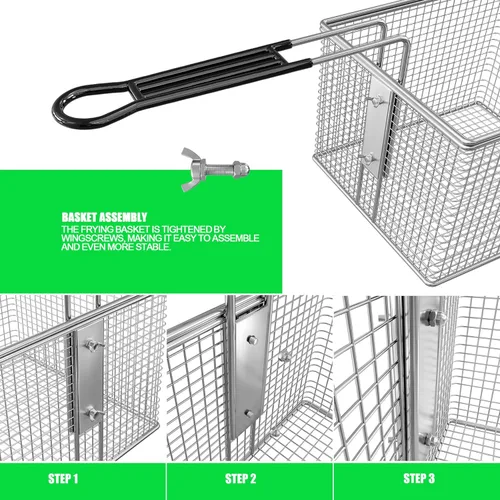 Vista 4 de TOPKITCH Freidora eléctrica de acero inoxidable con cesta y tapa, capacidad de 10 L (10.5 cuartos de galón), freidoras de encimera para cocina