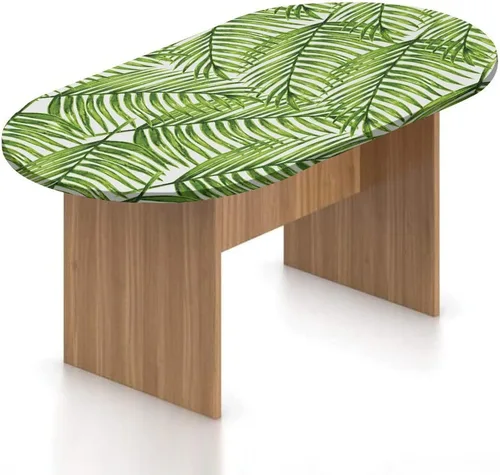 Vista 23 de Mantel ovalado ajustable de poliéster elástico con estampado de leopardo y guepardo con diseño de beso, se adapta a mesas ovaladas de hasta 42 x 60