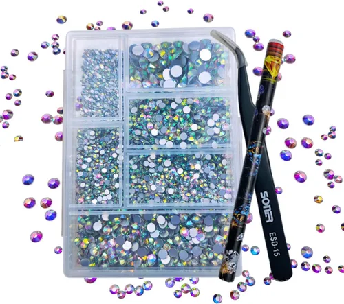 Vista 36 de yantuo Crystal Bedazzler - Kit de diamantes de imitación de cristal transparente con parte trasera plana, tamaños mixtos SS6-SS30 con herramientas