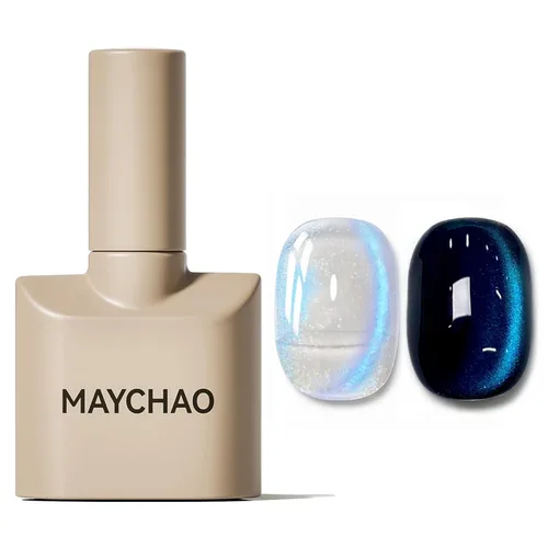 Vista 33 de MAYCHAO Esmalte de uñas en gel de ojo de gato con amatista dorada, 1 pieza de esmalte de gel de ojo de gato de terciopelo Mirage para remojar