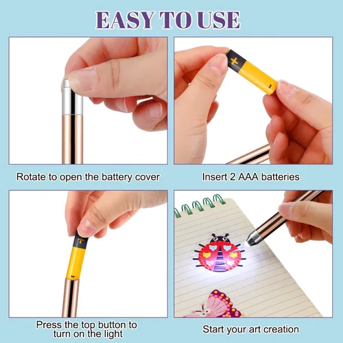 Vista 4 de Therwen Kit de 10 herramientas de deshierbe para vinilo, incluye 1 herramienta de deshierbe LED con luz para vinilo con 5 cabezales de bolígrafo