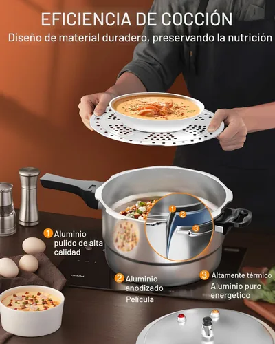 Vista 5 de WantJoin Olla a Presión de Aluminio de 11 Cuartos con Válvula de Liberación y Múltiples Dispositivos Protectores, Envasadora a Presión Compatible