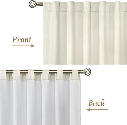 Vista 7 de LAMIT Cortinas opacas cortas de lino de 30 pulgadas para ventanas de cocina sobre el fregadero, cortinas de café texturizadas de lino marfil