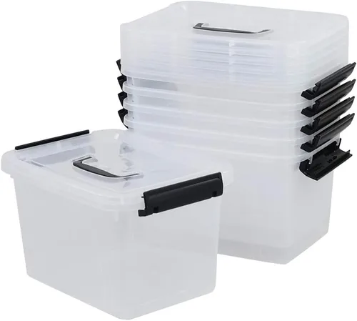 Vista 6 de Farmoon Contenedor de almacenamiento con tapa transparente de 6 cuartos de galón, caja pequeña de plástico con asa, 6 paquetes, R