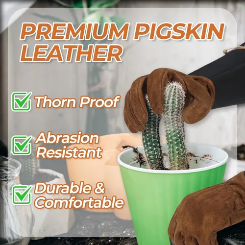 Vista 2 de HLDD HANDLANDY Long Gardening Gloves for Women Men - Leather Rose Pruning Gloves Thorn Proof - Breathable Working Glove