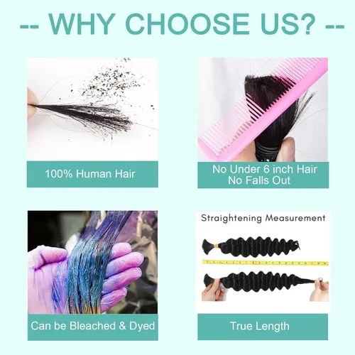 Vista 117 de Cabello Humano para Trenzar para Trenzas Boho 3 Paquetes/Pack 110g (3.88 oz) 14 Pulgadas Cabello Humano a Granel Ondulado Profundo para Trenzar