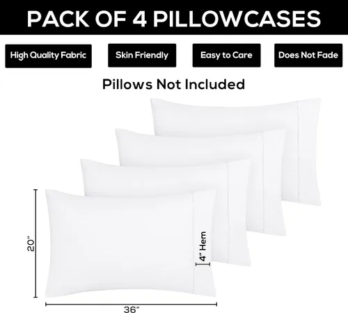 Vista 94 de Utopia Bedding Fundas de almohada Queen – Paquete de 2 – Cierre de sobre – Tela de microfibra cepillada suave – Fundas de almohada resistentes al