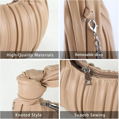 Vista 3 de ELDA Knotted Clutch Crossbody Purse for Women Cloud Handbag Fashion Dumpling Bag Ruched Pouch Bag