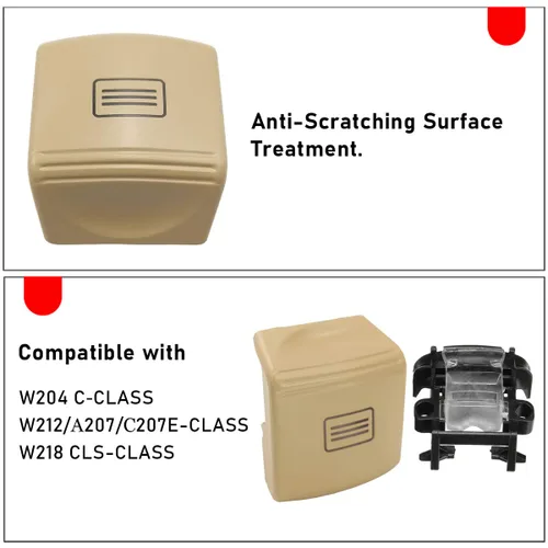 Vista 4 de Jaronx Cubierta de botón de interruptor de ventana de techo corredizo para Mercedes-Benz W204 Clase C, W212/A207/C207 Clase E, W218 CLS (beige)