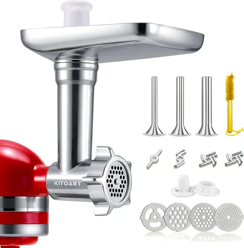 Vista 8 de Accesorios metálicos para molinillo de alimentos para batidoras KitchenAid, picadora de carne, relleno de salchichas, accesorio perfecto