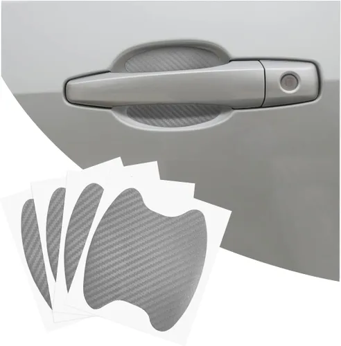 Vista 8 de 4 calcomanías para tazas de manijas de automóvil, película protectora antiarañazos de fibra de carbono para puertas de automóvil, protector de tazas