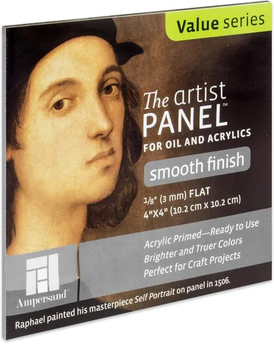 Vista 59 de Panel de pintura de artista de madera con gesso de Ampersand Art Supply: Liso con imprimación, 4" x 4", perfil acunado de 1-1/2
