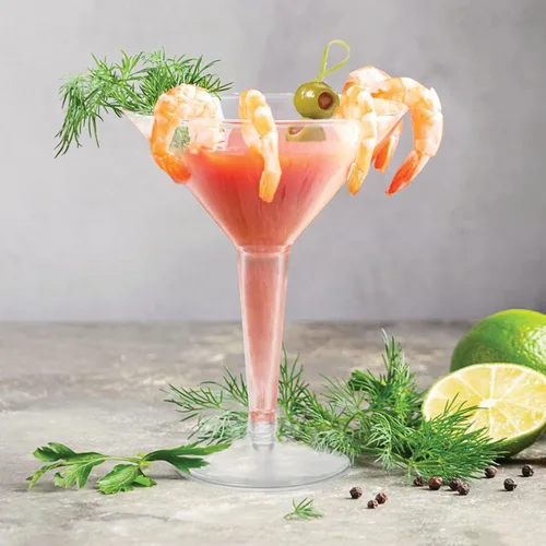 Vista 5 de Party Essentials Vaso de Martini de plástico duro de 2 piezas, capacidad de 8 onzas, transparente, para martinis, aperitivos, puré de papas Claro