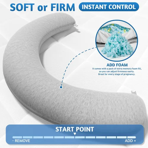 Vista 3 de SweetSlubr Almohadas de embarazo para dormir, almohada de maternidad en forma de C para mujeres embarazadas con firmeza ajustable, almohada