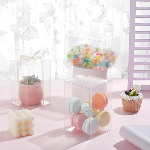 Vista 4 de BENECREAT 15 cajas de regalo rectangulares transparentes, caja de PVC de plástico transparente para boda, fiesta de cumpleaños, despedida