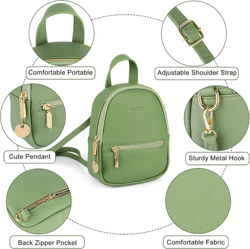 Vista 4 de Aeeque Mini mochila para mujer bolsa cruzada de cuero para teléfono bolsa de hombro pequeña Viajar