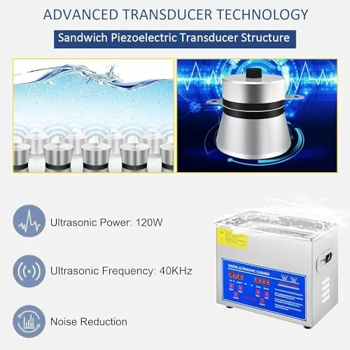 Vista 4 de Ultra Cleaner for Jewelry & Metal Parts, Stainless Steel with Timer & Heater, Heavy-Duty Ultrasonic Cleaning Machine for Efficient Cleaning Solutions