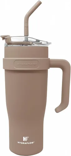 Vista 20 de HYDRAFLOW Capri - Vaso de 20 onzas con popote – Vaso aislado al vacío de triple pared – Vaso aislado al vacío – Vaso de acero inoxidable – Vaso