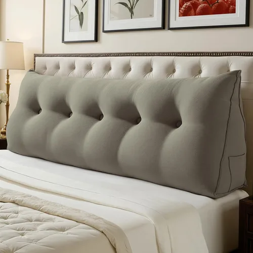 Vista 33 de WOWMAX Almohada ergonómica para cabecero para cama de tamaño matrimonial, almohadas tapizadas multifuncionales para cabecero, tableros portátiles