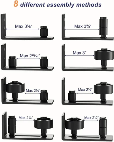 Vista 3 de SMARTSTANDARD - Guía de suelo para puerta corredera de granero para rodillo ajustable inferior - 8 opciones de configuración para bricolaje - Diseño