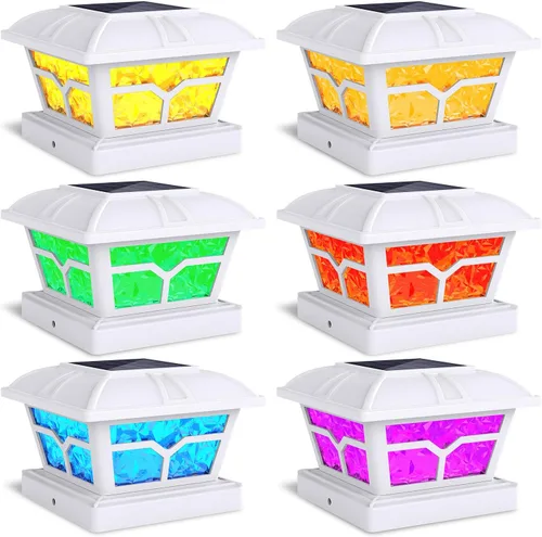 Vista 17 de SIEDiNLAR Luces solares para postes al aire libre, 2 modos de color, 8 LED para postes de 4 x 4, 5 x 5, 6 x 6 pulgadas, decoración de patio, Marrón