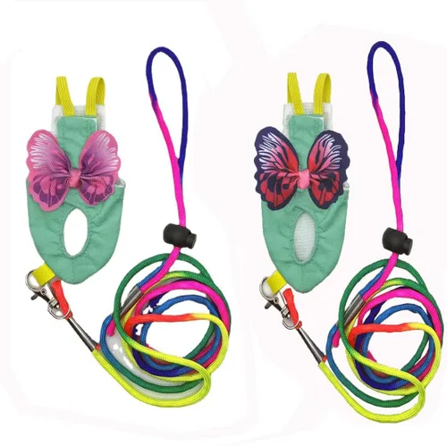 Arnés de 2 piezas para pañales para pájaros con forro impermeable, ropa para pañales para pájaros con correa voladora, cuerda protectora para loros