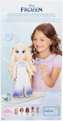 Vista 10 de JAKKS Pacific Frozen Elsa Doll The Snow Queen My Singing Friend Elsa & Bruni Figura