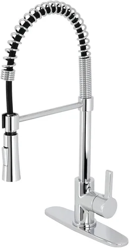 Vista 13 de Kingston Brass LS8678CTL Continental - Grifo de cocina de preenjuague, 8" en alcance de la boquilla, níquel cepillado