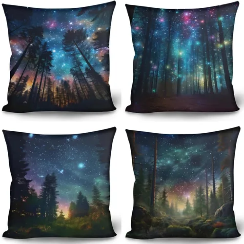 Vista 13 de GLUDEAR Juego de 4 fundas de almohada decorativas de 18 x 18 pulgadas, fundas modernas para dormitorio, sofá, sala de estar, decoración del hogar