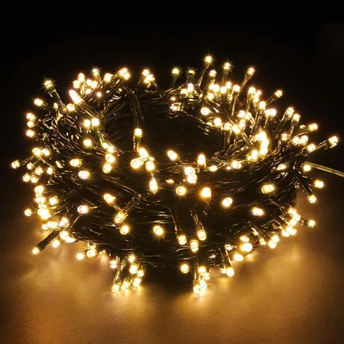 Vista 12 de Tira de luces LED de Navidad para interiores/exteriores, cable verde oscuro, 8 efectos de luz, bajo voltaje, para festival, jardín, árbol