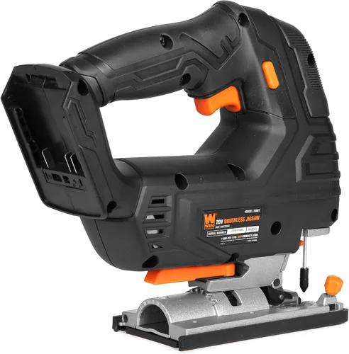 Vista 4 de WEN Sierra de calar inalámbrica, sin escobillas con velocidad variable, batería de iones de litio de 20 V máx. 4.0 Ah y cargador (20667)