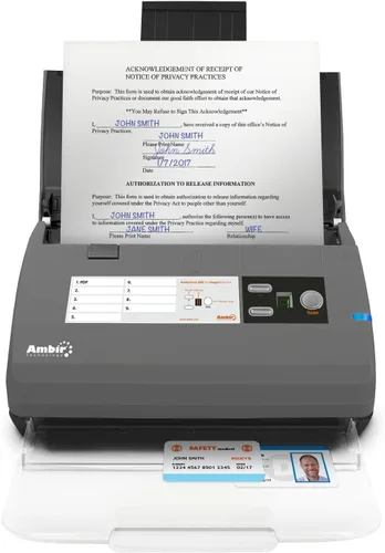 Vista 6 de Ambir ImageScan Pro 820ix (DS820ix-AS) Escáner de ID y documento dúplex de alta velocidad con alimentador automático de documentos y escaneo de 20