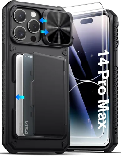 Vista 27 de ATATOO Funda tipo cartera para iPhone 16e, tarjetero integrado (3-5 tarjetas) y funda de cámara deslizante y bloqueo RFID, protección de grado Azul