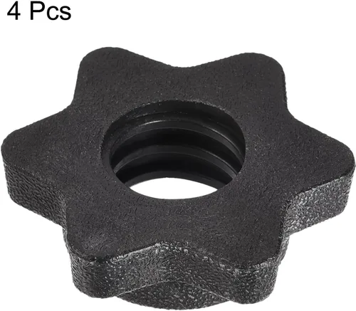 Vista 3 de uxcell Tuerca hexagonal para mancuernas, 4 tornillos de plástico M25 antideslizantes para levantamiento de pesas, color negro