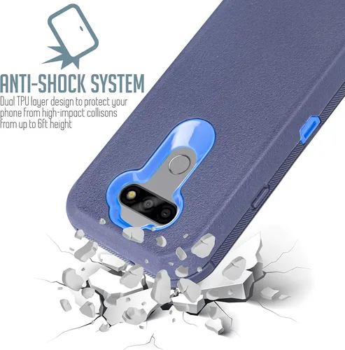 Vista 6 de Funda para LG K41, LG Harmony 4, LG Premier Pro Plus con pantalla incorporada, resistente a los impactos, absorción de impactos, funda protectora